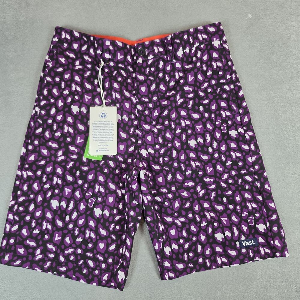 Vast Men's Golf Shorts Size 28 Purple Leopard Performance Stretch Hybrid NWT